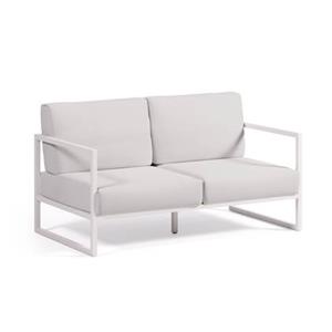 Natur24 Sofa Outdoor 2-Sitzer-Sofa weiß 152 x 85 x 85 cm Sitzgarnitur Couch