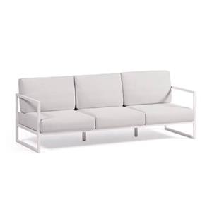 Natur24 Sofa Outdoor 3-Sitzer-Sofa weiß 225 x 85 x 85 cm Sitzgarnitur Couch