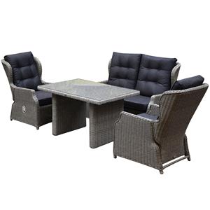 AVH-Outdoor Ibiza XL stoel-bank loungeset 4-delig verstelbaar grijs