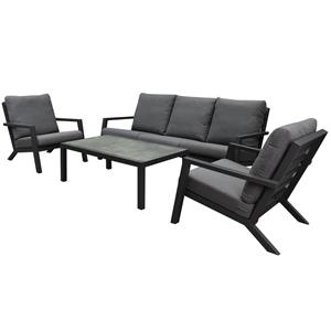 AVH-Outdoor Malaga stoel-bank loungeset 4-delig antraciet aluminium