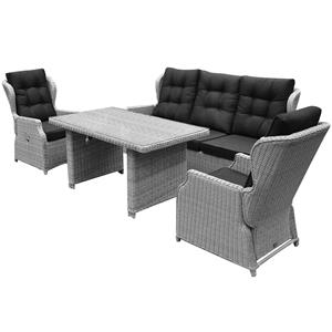 AVH-Outdoor Ibiza XL stoel-bank loungeset 4-delig verstelbaar wit-grijs