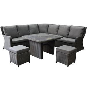 AVH-Outdoor Bilbao premium dining hoek loungeset 6 delig antraciet wicker