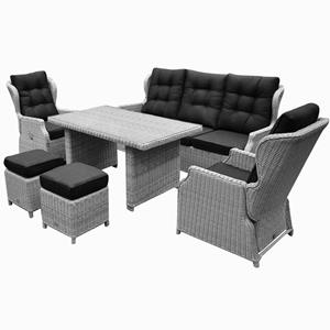 AVH-Outdoor Ibiza XL stoel-bank loungeset verstelbaar 6-delig wit grijs