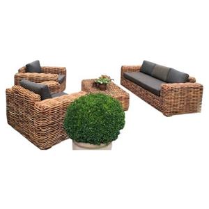 AVH-Outdoor Sabuga stoel-bank loungeset 4-delig naturel rotan