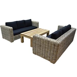 AVH-Outdoor Nissah bank loungeset 3 delig teak naturel rotan