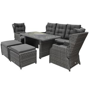 AVH-Outdoor Ibiza xl stoel bank dining loungeset verstelbaar 6 delig antraciet