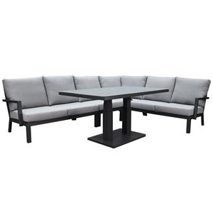AVH-Outdoor New York hoek dining loungeset 5 delig verstelbare tafel 140x85 cm antraciet aluminium