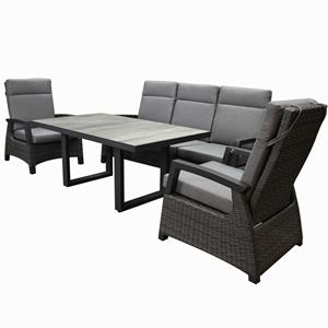 AVH-Outdoor Dallas stoel bank dining loungeset 4 delig verstelbaar antraciet