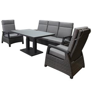 AVH-Outdoor Dallas stoel bank dining loungeset 4 delig verstelbare tafel antraciet