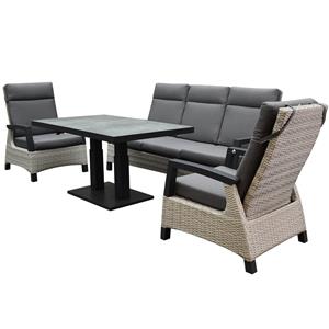 AVH-Outdoor Dallas stoel bank dining loungeset 4 delig verstelbare tafel grijs