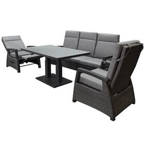 AVH-Outdoor Dallas stoel bank dining loungeset verstelbaar 4 delig verstelbare tafel antraciet