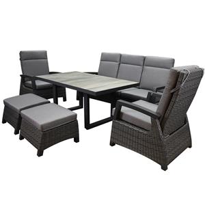 AVH-Outdoor Dallas stoel bank dining loungeset 4 delig verstelbaar antraciet