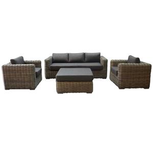 AVH-Outdoor Cervo stoel bank loungeset 4-delig grijs  wicker