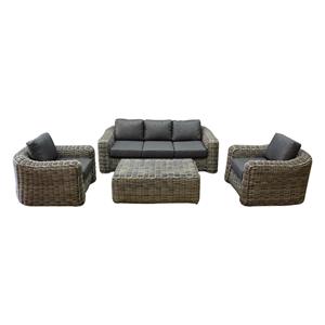 AVH-Outdoor Las Palmas stoel bank loungeset 4-delig grijs