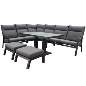 AVH-Outdoor Pacific hoek dining loungeset 7 delig aluminium verstelbaar