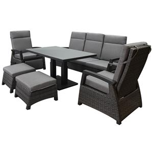 AVH-Outdoor Dallas stoel bank dining loungeset verstelbaar 6 delig verstelbare tafel antraciet