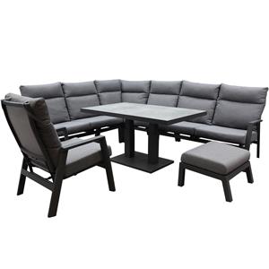 AVH-Outdoor Pacific hoek dining loungeset 7 delig aluminium verstelbaar