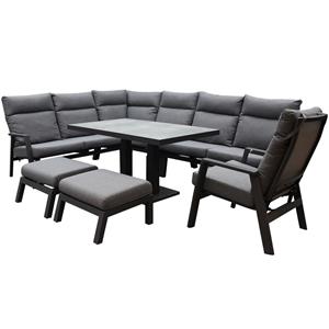 AVH-Outdoor Pacific hoek dining loungeset 8 delig aluminium verstelbaar