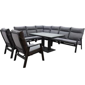 AVH-Outdoor Pacific hoek dining loungeset 7 delig aluminium verstelbaar