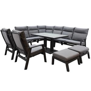 AVH-Outdoor Pacific hoek dining loungeset 9 delig aluminium verstelbaar