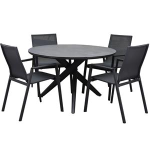 AVH-Outdoor New Valley dining tuinset 120x75 cm rond 5 delig