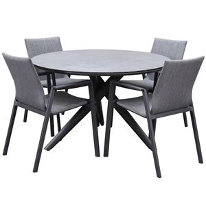 AVH-Outdoor Nancy New Valley dining tuinset 120x75 cm rond 5 delig