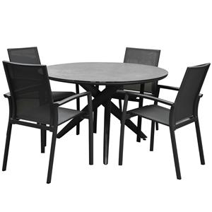 AVH-Outdoor New Valley Malaga dining tuinset 120x75 cm rond 5 delig