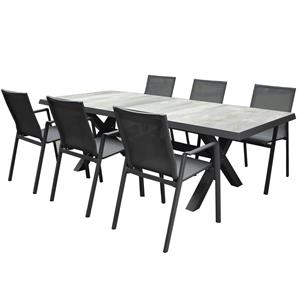 AVH-Outdoor New Valley New Delhi dining tuinset 224x103xH74 cm 7 delig kruispoot