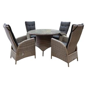 AVH-Outdoor Riccione Menorca dining tuinset 110 cm rond verstelbaar 5-delig grijs