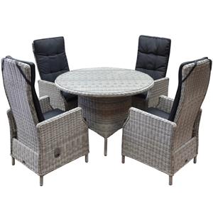 AVH-Outdoor Empoli Riccione dining tuinset 110 cm rond 5-delig wit