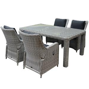 AVH-Outdoor Bilbao Bergamo dining tuinset 180x100xH75 cm verstelbaar wit