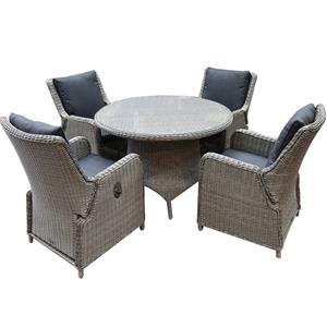 AVH-Outdoor Bilbao Riccione dining tuinset 110 cm rond 5-delig grijs verstelbaar