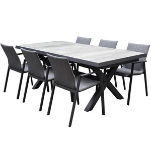 AVH-Outdoor Nancy New Delhi dining tuinset uitschuifbaar 204-264x103xH74,5 cm 7 delig  aluminium