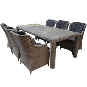 AVH-Outdoor Darwin Bergamo dining tuinset 240x100xH77 cm 7-delig grijs