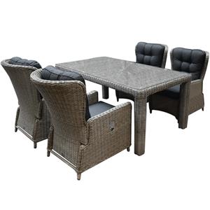 AVH-Outdoor Marina Bergamo dining tuinset 180x100xH76 cm 5-delig grijs verstelbaar