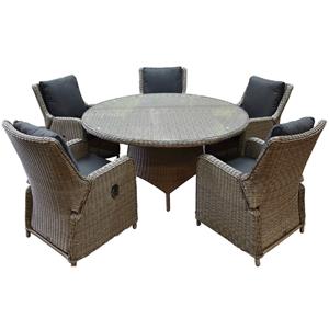 AVH-Outdoor Bilbao Riccione dining tuinset 150 cm rond 6-delig grijs verstelbaar