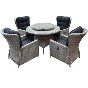 AVH-Outdoor Marina Riccione dining tuinset 110 cm rond 6-delig wit verstelbaar