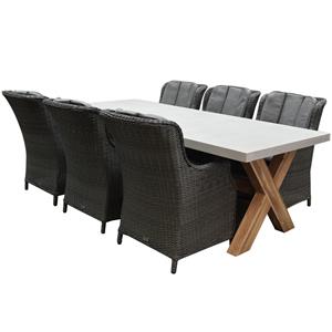 AVH-Outdoor Darwin Norwich dining tuinset 240x100xH75 cm 7 delig antraciet
