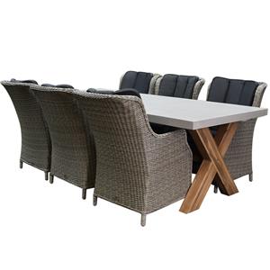 AVH-Outdoor Darwin Norwich dining tuinset 240x100xH75 cm 7 delig grijs