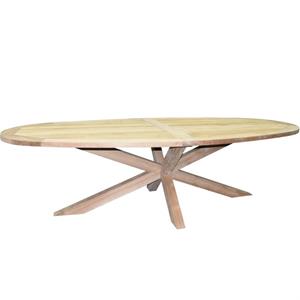 AVH-Outdoor Ellips dining tuintafel 280x130xH76 cm met kruispoot teak