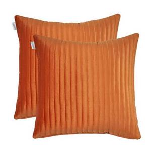 Kussoo Kussen Fluweel streep oranje 50x50 cm set van 2 sierkussens