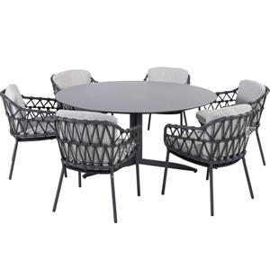 4 Seasons Outdoor Embrace Calpi dining tuinset 160 cm rond 7 delig rope 