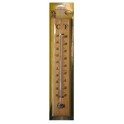 Benson Buiten thermometer hout 40 x 7 cm - Buitenthermometers