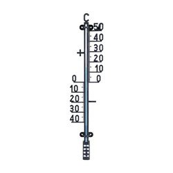 Shoppartners Buiten profiel thermometer zwart van kunststof 10 x 41 cm - Buitenthermometers