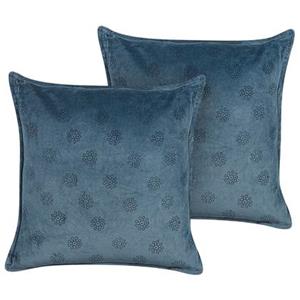 Beliani SESELI Set van 2 kussens blauw