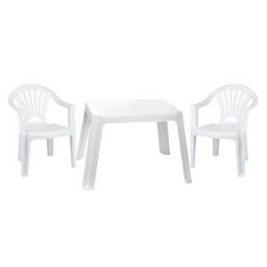 Kunststof kindertuinset tafel met 2 stoelen wit -