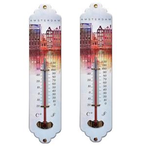 Merkloos Set van 2x Amsterdams design thermometers voor binnen en buiten -