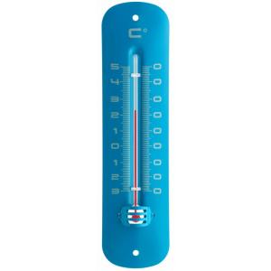 Express Metalen thermometer 19 cm blauw voor gebruik binnen en buiten