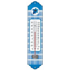 Express Metalen thermometer Alpen 29 cm blauw voor gebruik binnen en buiten