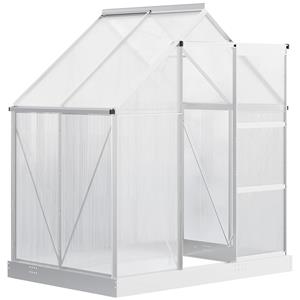 Outsunny aluminium kas tuinhuis met raamdeur 193 x 126 x 205 cm 2.5㎡ plantenhuis inclusief fundering kas tomatenhuis UV, weerbestendig